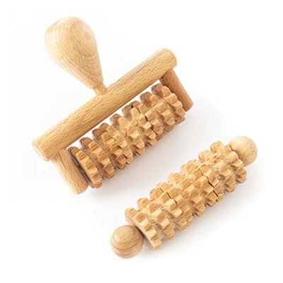 Image of Tuuli Accessories Set of 2 Face Massage Roller Tool Head Massager Maderotherapy Wooden