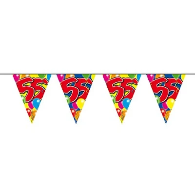 Image of Folat 4565 55th Birthday Bunting with Balloons Colourful 10 m, Multicoloured, Costumes