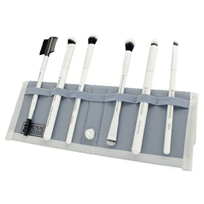 Image of MODA Royal &amp; Langnickel Travel Size Beautiful Eyes 7pc Makeup Brush Set with Pouch, Includes Angle Shader, Crease Smudger, Eye Smoky Eye, Brow Liner and Lash Comb Brushes, White