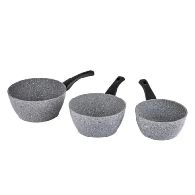 Image of KARACA Gris Biogranit 3 Piece Sauce Pan, 16cm Milk Jug, 18cm 20cm Grey