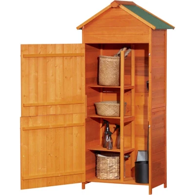 Image of Outsunny Outdoor Garden Shed Wooden Tool Storage Shelves Utility Cabinet845 063V01