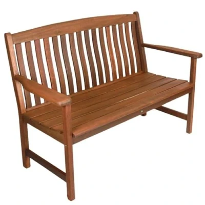 Image of BrackenStyle Boston 2 Seat Wooden Garden Bench 130cm Outdoor Patio Seating Durable Hardwood Furniture Ergonomic Backrest with Arm Rests