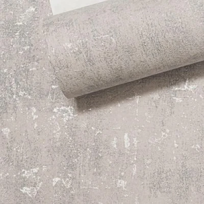 Image of SOPHIE LAURENCE Plain Grey Metallic Wallpaper Textured Shimmer Slight Imperfect Thick Vinyl