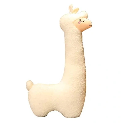 Image of Alpaca Soft Toy Plush Toy, Cute Animal Cushion, Cuddly Decoration Sleeping Pillow for Sofa, Children&#039;s Room, Gifts Baby, Children, Women, White, 100 cm