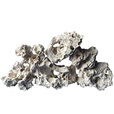 Image of TM Aquatix Aquarium Rock Fish Tank Stones Limestone Ideal for Malawi Cichlid Improves Water Parameters (15kg, White Limestone)