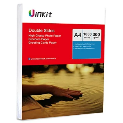 Image of A4 Double Sided High Glossy Photo Paper Inkjet 300Gsm Thick Uinkit 1000sheets for Printing Only