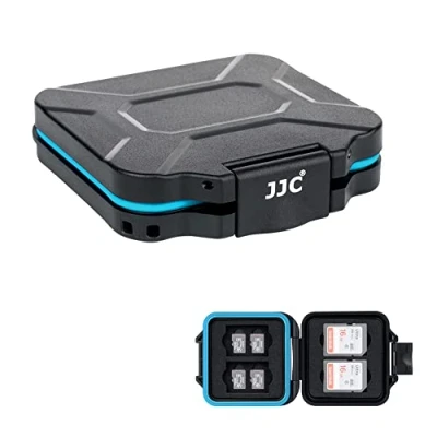 Image of JJC 12 Slots Memory Card Case Slim Holder for 4 SD SDXC SDHC and 8 Micro TF Cards, Water Resistant Anti Shock Portable Storage Carrying Box Organizer