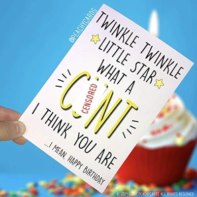 Image of Happy Birthday Cards, Twinkle Little Star What A C*nt, Joke Cards Best Friend Swearing Card Husband Boyfriend Funny Uncle PC216