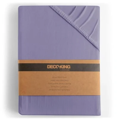 Image of DecoKing Fitted Sheet Small Double Cotton Jersey Boxspring, Amber Collection, 100x200 120x200 cm Lavender