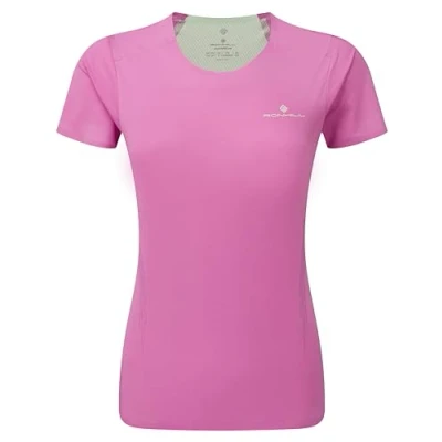 Image of Ronhill Running, Wmn&#039;s Tech Race S/S Tee, Fuchsia/Honeydew, Size 10