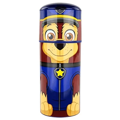 Image of OSP p:os 33663 Drinking Bottle with Paw Patrol Design, Chase Motif, Made of Plastic, BPA and Phthalate , Capacity Approx. 350 ml, Ideal for on The go, Nursery Sports, Boys Girls, Blue