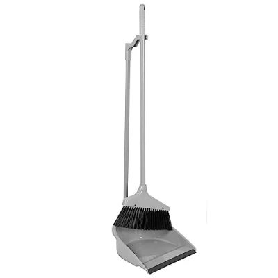 Image of YöL Long Handle Dustpan And Brush 2 Piece Set Dust Upright Broom Grey Sweeping Cleaning Kitchen