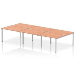 Image of Impulse Bench B2B 6 Person 1200 Silver Frame Office Desk Beech