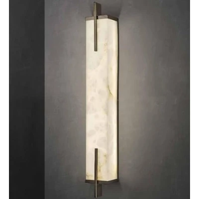 Image of GWWBD Modern Marble Wall Light With Base Square Alabaster Sconce Black Linear Long Tube Lighting Brass Anti rust Mount For Bedroom Living Room(Size:1 Pack)