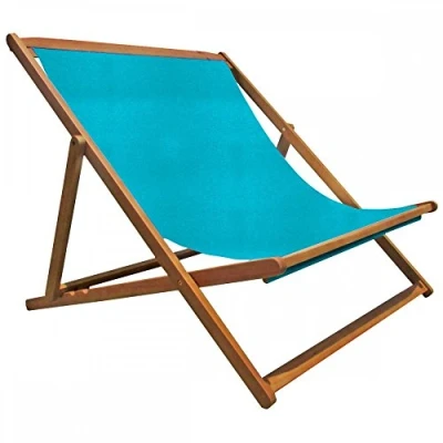 Image of Charles Bentley FSC Eucalyptus Wooden, Double Deck Chair, for Outdoors, and Garden, Wood, Polyester, 3 Reclining Positions, Traditional, Acacia, Plaque, Trendy, Seat, Teal (112x105x95cm)