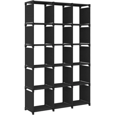 Image of vidaXL 15 Cube Display Shelf Black 103x30x175.5 cm Fabric