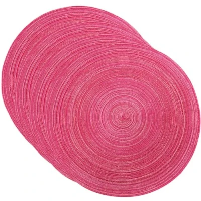 Image of SCF2017 38CM Round Woven Cotton Yarn Placemats Heat Resistant Table Mats Set of 4,Pink
