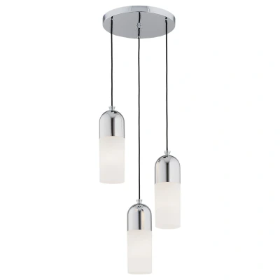 Image of Burgos Cluster Pendant Ceiling 3 Light Opal Matt, Chrome