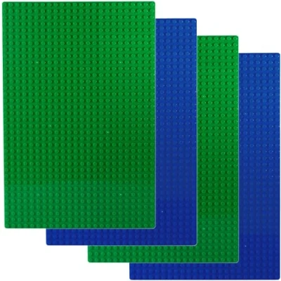 Image of APOSTROPHE Games Classic Building Block Base Plates Compatible with All Major Brands (2x Green &amp; 2x Blue Rectangle)