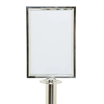 Image of Securit A4 Portrait Barrier Post Top SIGN Holder Chrome, RS PC