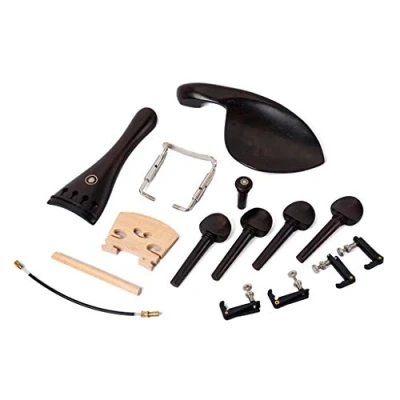 Image of Alnicov 4/4 Violin kit Full Size Accessories Peg Tailpiece Fine Tuner Chin Rest Clamp End pin for Replacement Parts 15Pcs