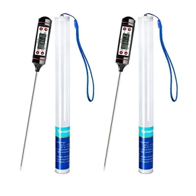 Image of Meilliger Meat Thermometer 2 Pack Food Probe Digital Cooking Thermometer, Backlight Display, 14.6 cm Stainless Steel Probe, Readable 50 C 300 (Storage Case and Battery Included)