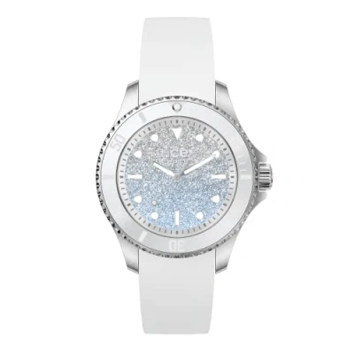 Image of Ice WATCH Steel Lo White Blue Women&#039;s Wristwatch With Silicon Strap 020370 (Small)