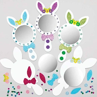 Image of Baker Ross Easter Bunny Mirrors Pack of 4, Crafts for Kids (AX768)