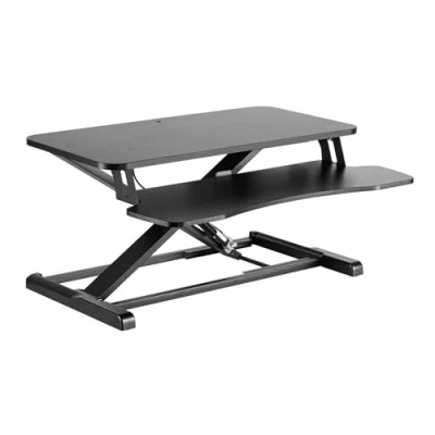 Image of WilTec Top Part for Desks with Keyboad Rack Height adjustable 80x40cm Standing sitting Monitor Stand
