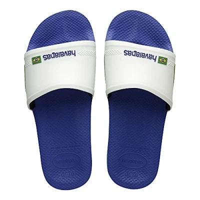 Image of Havaianas Unisex Adult&#039;s Slide Brasil Flip Flops, Blue, Marine Blue White, 3/4 UK