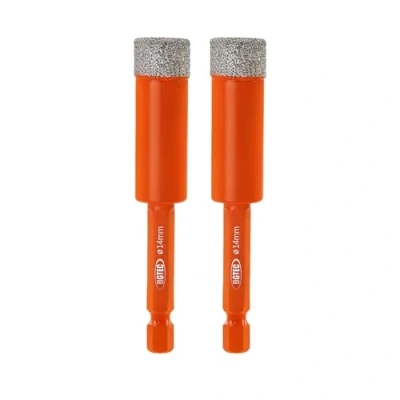 Image of BGTEC Dry Diamond Drill Bits 2pcs 14mm with Quick Change Hex Shank for Granite Marble Porcelain Tile Ceramic