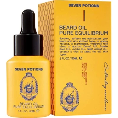Image of Seven Potions Premium Beard Oil for Men — Jojoba Softener to Nourish Skin, Hair, and Stop Itch All Natural, Vegan, Cruelty Free Unscented (30ml)