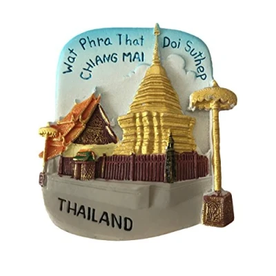 Image of Creative 3D Refrigerator Magnet,Thailand Chiang Mai Tourist Souvenirs,Resin Fridge Magnet Home &amp; Kitchen Decoration