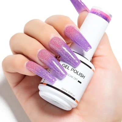 Image of Nicedeco Hema free Color Changing Gel Nail Polish, Temperature Change Polish Art Manicure Pedicure, Salon &amp; Home Use Long Lasting Easy to Apply 15ML 006