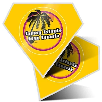 Image of 2 x Diamond Stickers 7.5 cm Gran Canaria Sunset Travel Stamp Fun Decals for Laptops,Tablets,Luggage,Scrap Booking,Fridges, 7126