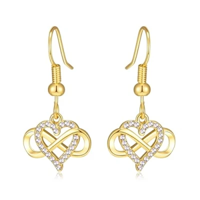 Image of Philip Jones Gold Plated Infinity Heart Drop Earrings Created with Zircondia® Crystals