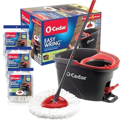 Image of O Cedar System, Cedar, Easywring + 3 Extra Refills, Spin Mop &amp; Bucket with Refills