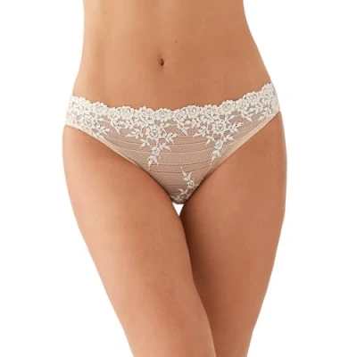 Image of Wacoal Women&#039;s Embrace Lace Bikini Panty, Naturally Nude/Ivory, Large