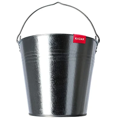 Image of KADAX Bucket, Heavy Duty Zinc Bucket with Ergonomic Handle, Ash Reinforced Base, Coal Solid Walls, Tin for Rocks, Flowers, Ashes, Bulk (12L)