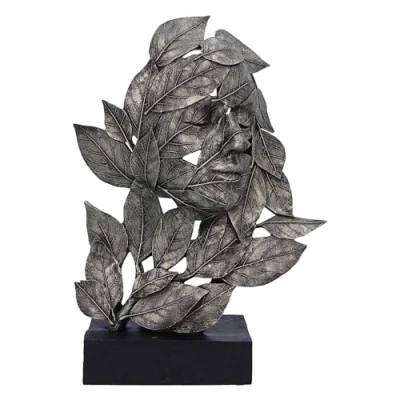 Image of Nemesis Now Natural Emotion Peace 32cm, Resin, Silver, Face in Leaves Nature Sculpture, Birthday, Ideal For &amp; Art Lovers, Cast the Finest Expertly Hand Painted