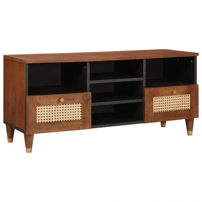 Image of Media Storage Cabinets &amp; Racks Brown Cane and solid mango wood Vidaxl