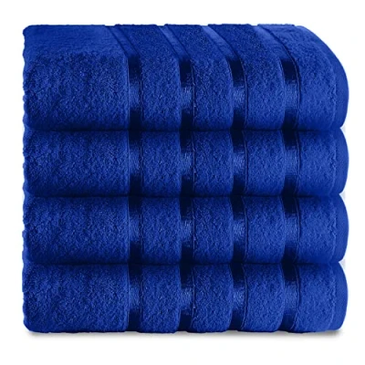 Image of GC GAVENO CAVAILIA Hand Towels For Bathroom 4 Piece Egyptian Cotton 500 GSM Quick Dry &amp; Water Absorbent Towel Gym Spa, Royal Blue