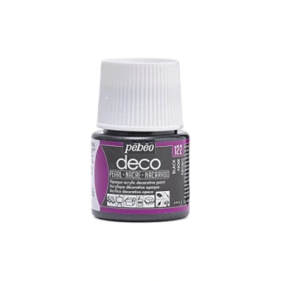 Image of Pebeo 45ml Deco Pearl, Acrylic, Black, 7 x 4.5 cm
