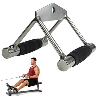 Image of MuscleForge® Double D Cable Attachment, Rowing Handle for Pulley, Lat Pull, Parallel Machine Bodybuilding Training, Strength Fitness