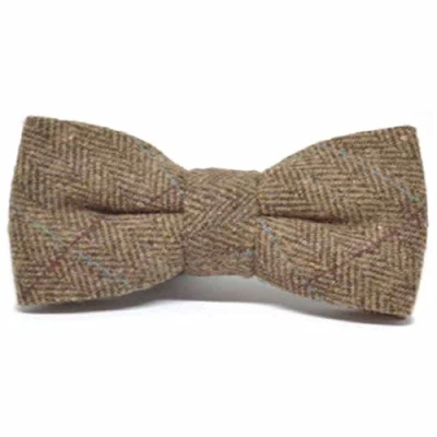 Image of King &amp; Priory Luxury Herringbone Brown Tweed Bow Tie