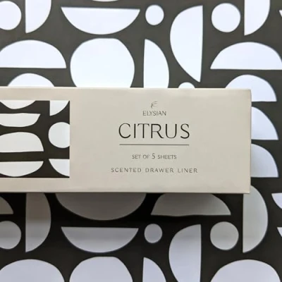 Image of Scented Drawer Liner Set of 5 Citrus Green Geometric Design