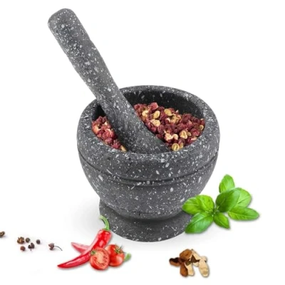 Image of HERCHR Spice Crusher Set, Solid Plastic Grinder with Wood Grain Finish, Enameled, Brown, Yellow, Oak, Gold