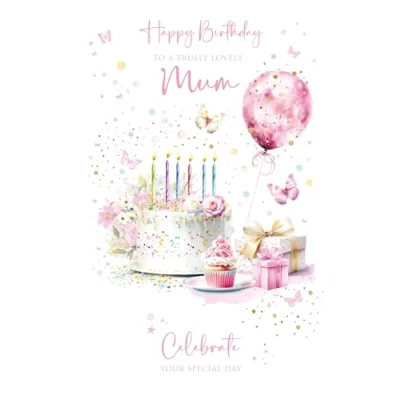 Image of Cherry Orchard Wonderful Mum Birthday Card Flowers, Pink, Dots, Love &amp; Celebration Gold Foil Embossed Finish