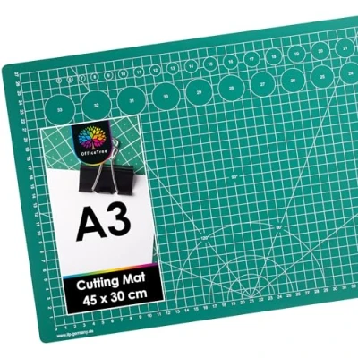 Image of OfficeTree Cutting Mat A3 Self Healing Green Board Craft 45 x 30 cm Double Sided Grid PVC 3 Layers Quilting for Sewing, Crafting, Modelling, Scrapbooking