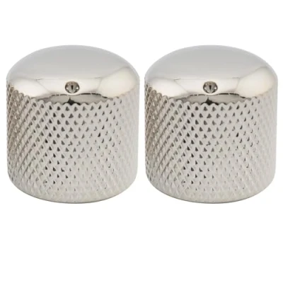 Image of Musiclily Pro Metric Steel Push on Dome Knobs with Indicator Dot for Import Electric Guitar or Bass, Nickel (Set of 2)